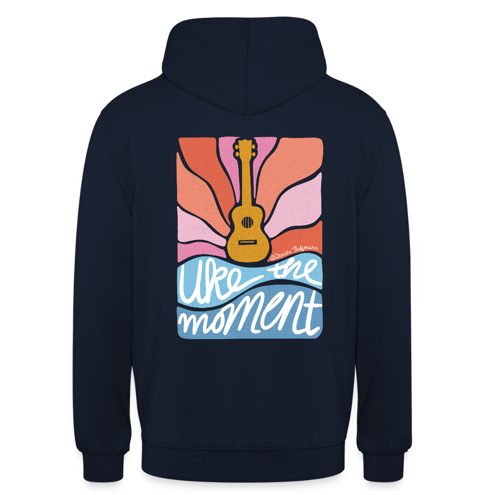 Ukulele Unisex Hoodie - "Uke the moment" - Navy