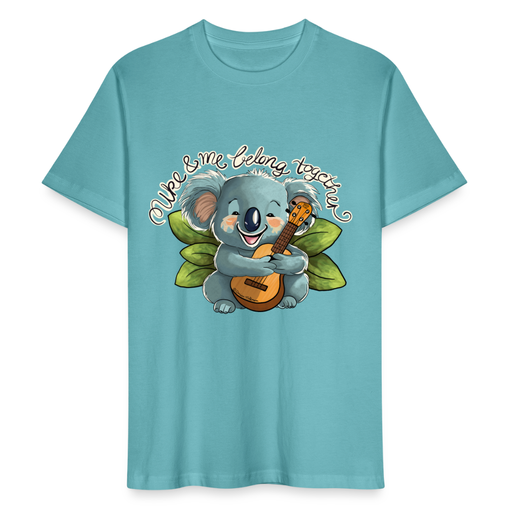 Ukulele T-Shirt Unisex - Uke & me belong together - handgezeichnetes Design - NEU - Pastelltürkis