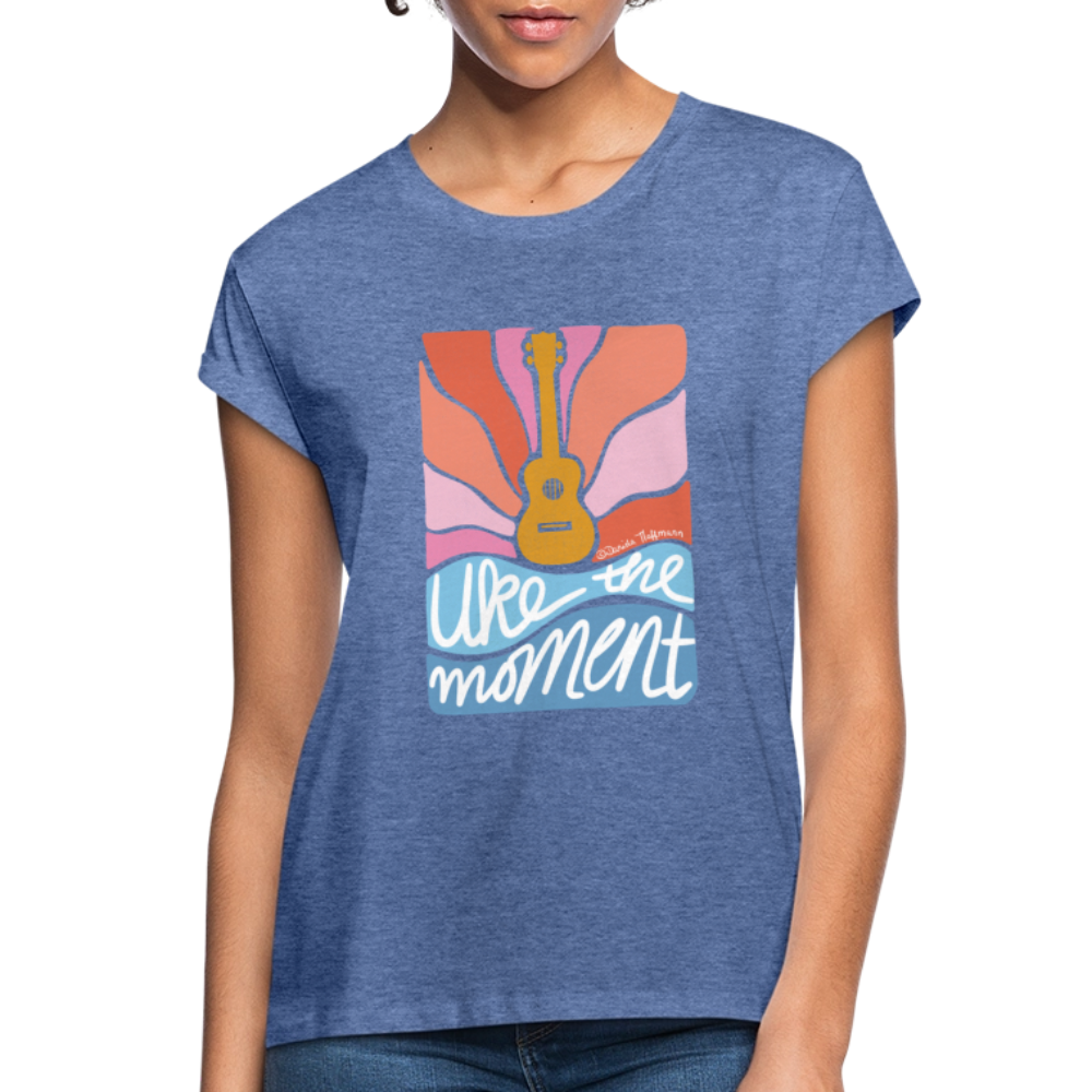 Ukulele Damen T-Shirt - "Uke the moment" - Denim meliert