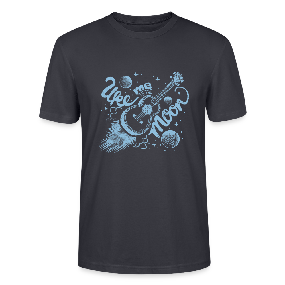 Ukulele T-Shirt Unisex - "Uke me to the moon" - Dunkles Graublau
