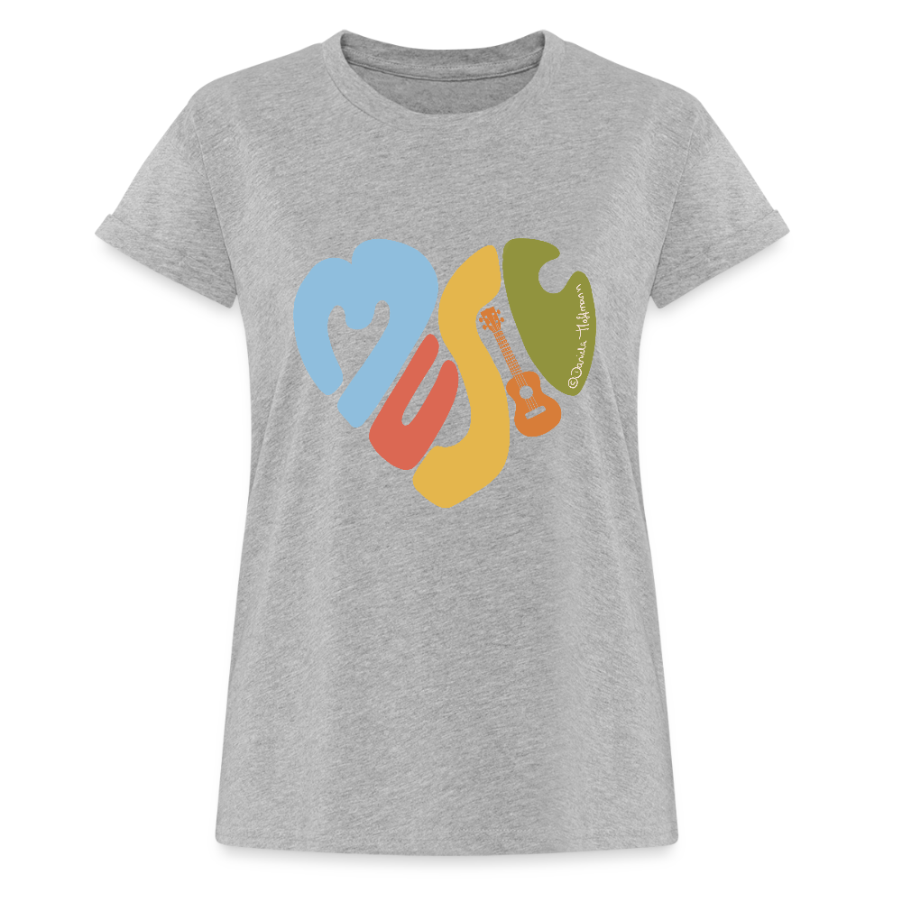 Ukulele Damen T-Shirt - "Music love" - Grau meliert