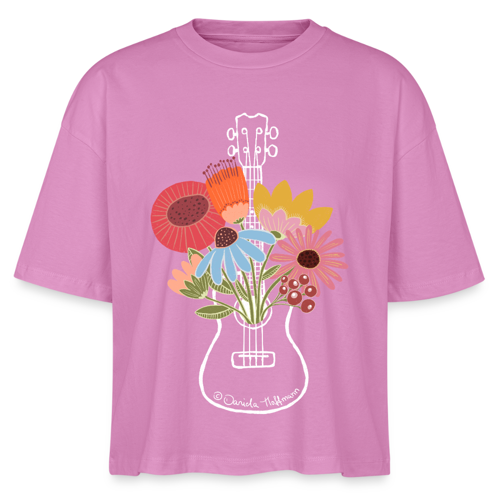 Ukulele Damen-Shirt "Flower Power" - Relaxed Fit - Pink