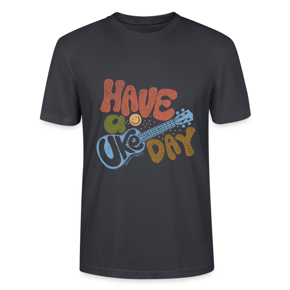 Ukulele T-Shirt Unisex - "Have a Uke Day" - Dunkles Graublau