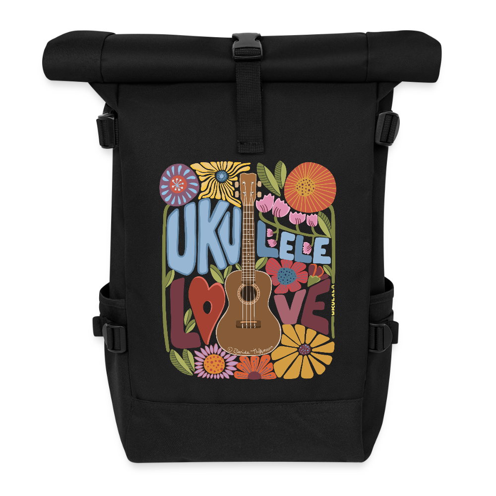 Ukulele Rolltop Rucksack "Leo-lele" - Schwarz