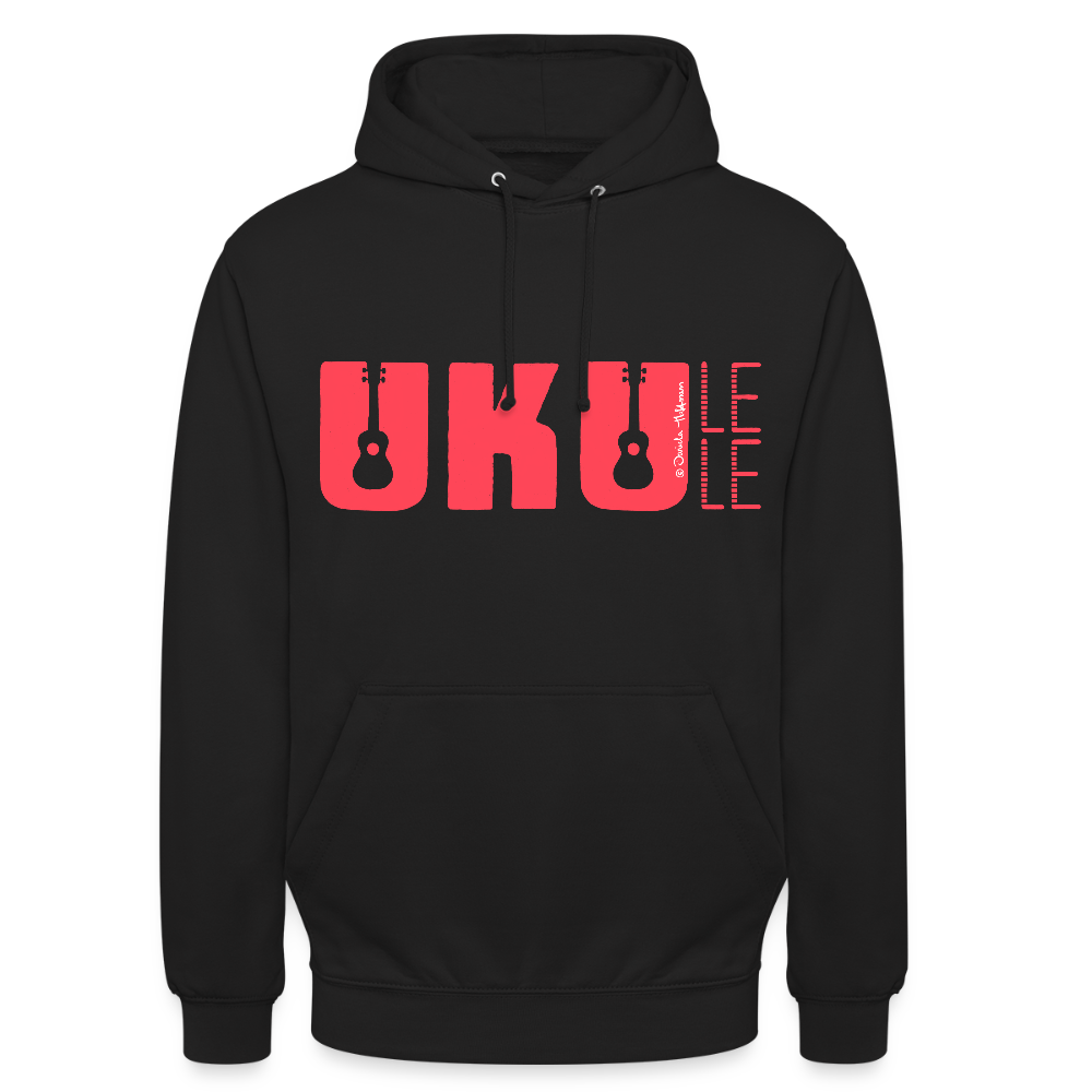 Ukulele Unisex Hoodie - "UKULELE" - Schwarz