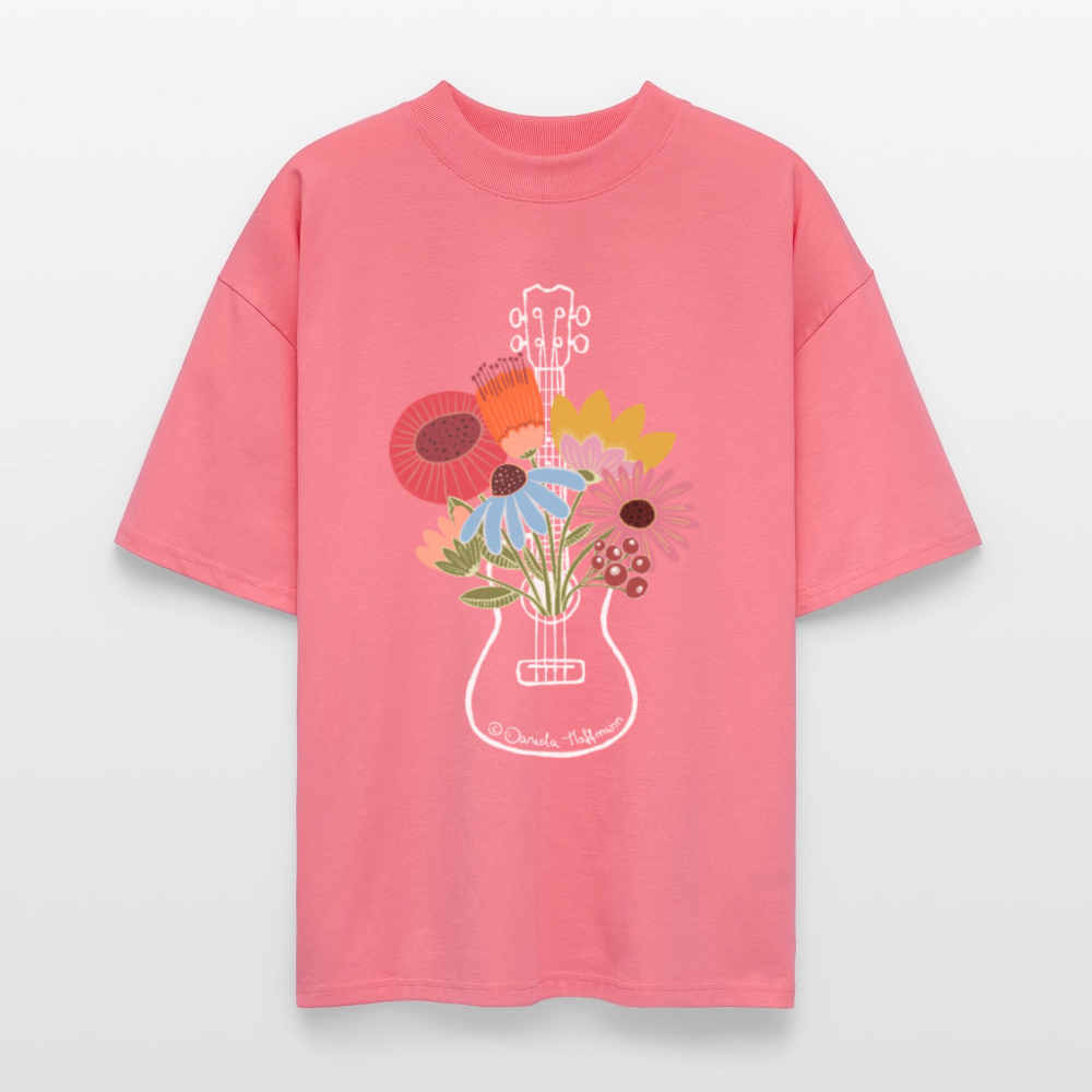 Ukulele Damen T-Shirt - "Flower Power" - CURVY VIBES - Pink