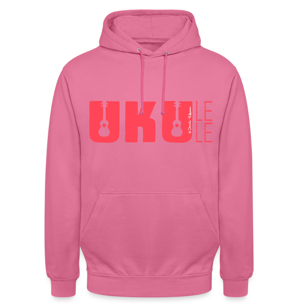 Ukulele Unisex Hoodie - "UKULELE" - Pink