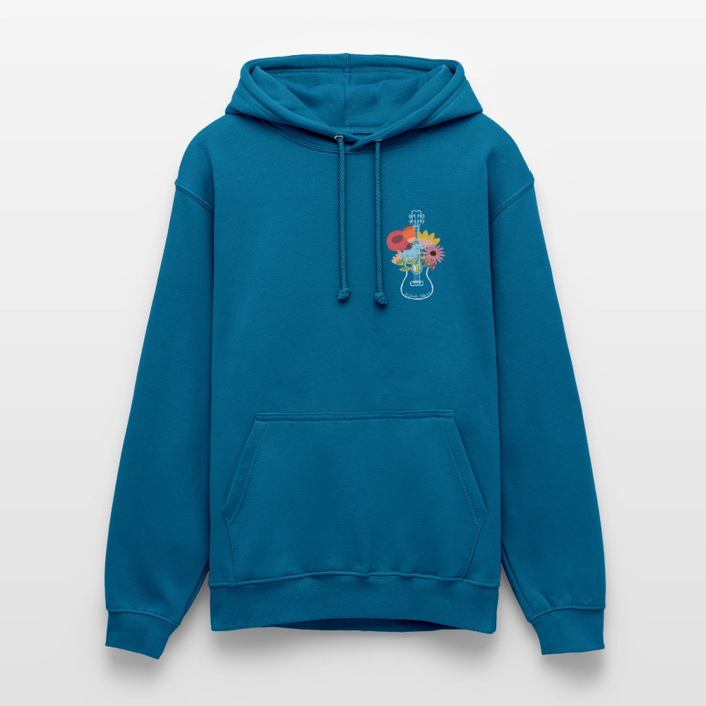 Ukulele Unisex Hoodie - "Flower Power" - Tiefseeblau