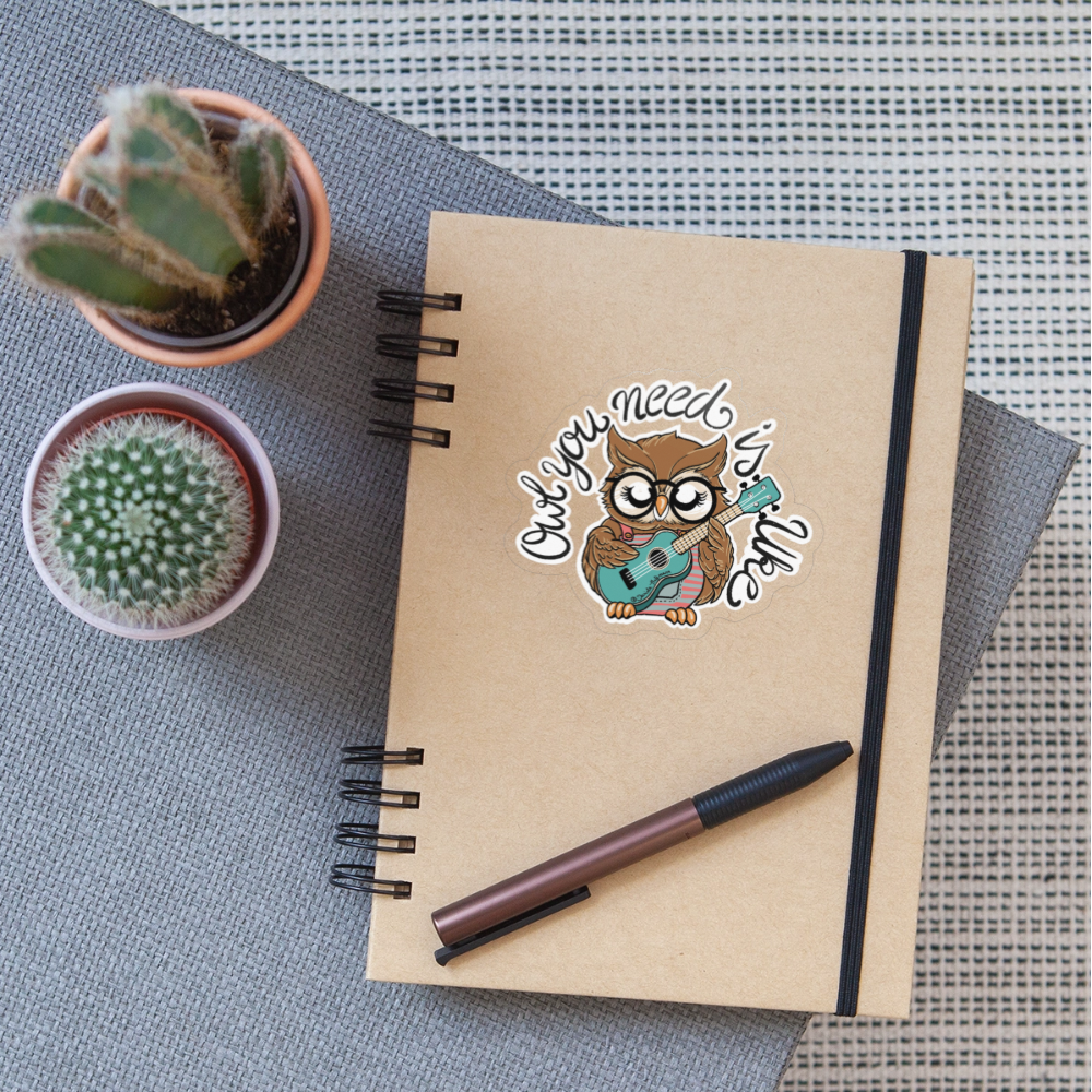 Sticker "Owl you need is Uke" - transparenter Hintergrund - Transparent glänzend