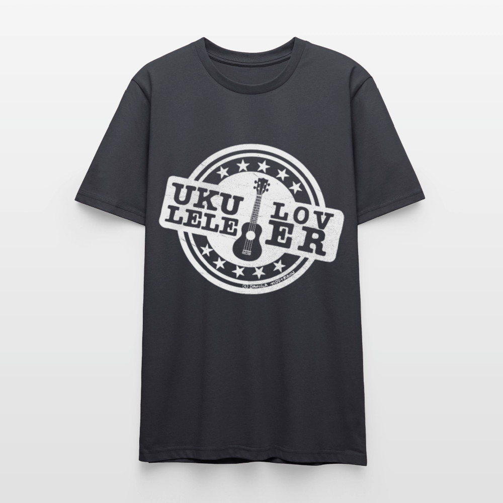 Unisex Ukulele-T-Shirt - "Let your music take flight" - Dunkles Graublau