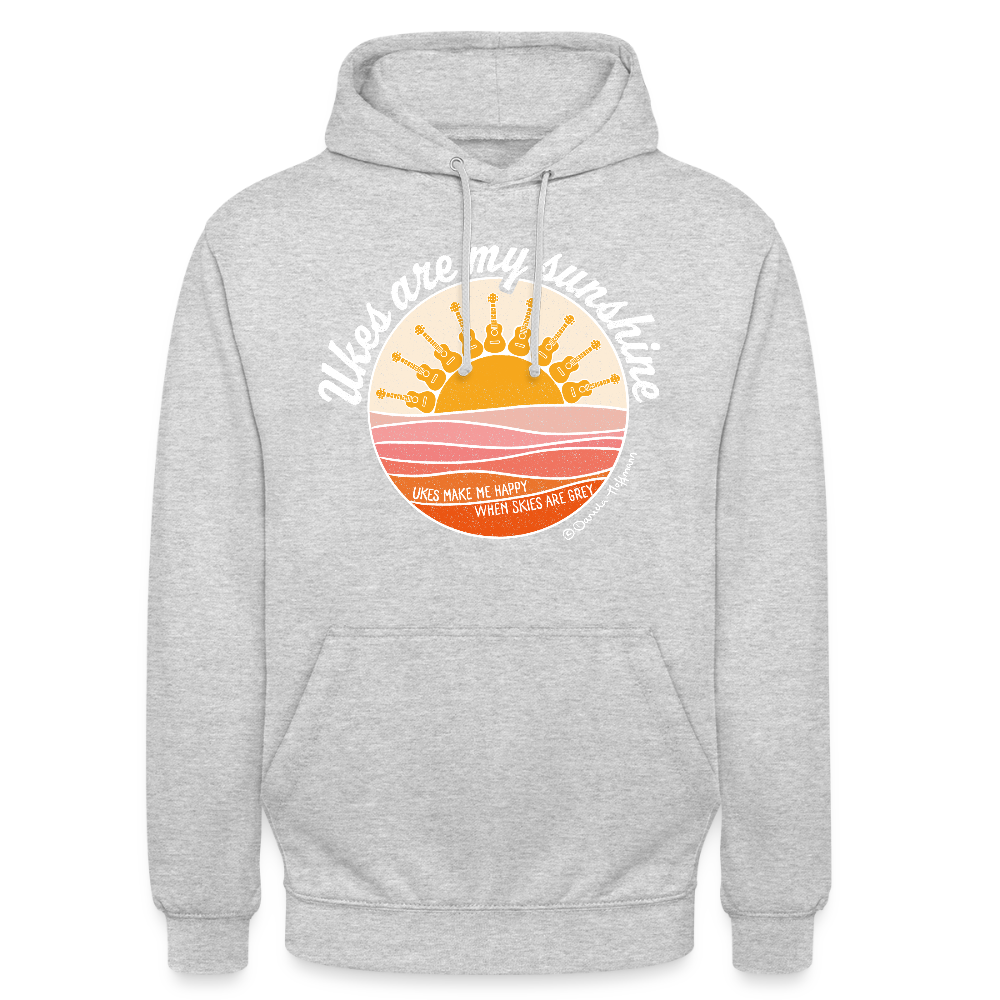Ukulele Unisex Hoodie - "Ukes are my sunshine" - Hellgrau meliert