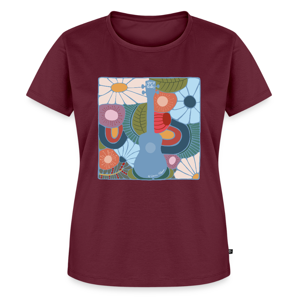Damen Premium T-Shirt - "Modern Flowers" - Burgunderrot