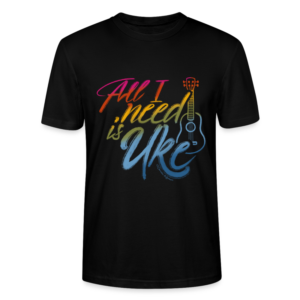 Ukulele T-Shirt Unisex - "All I need is Uke" - Schwarz