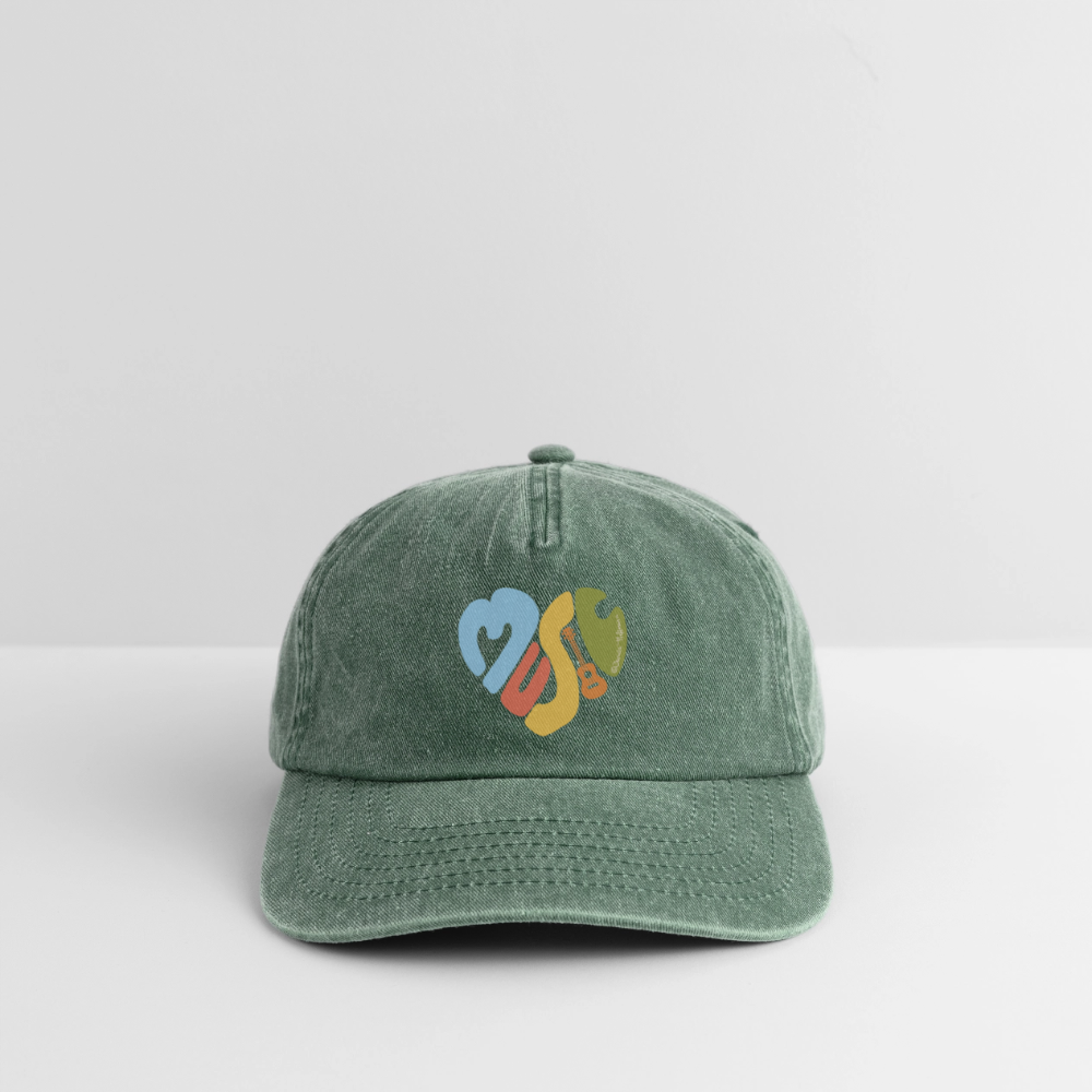 Vintage Cap - "Music Love" - Vintage Flaschengrün