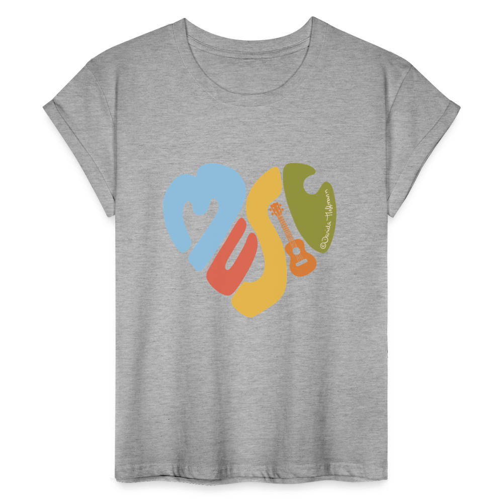 Ukulele Damen T-Shirt - "Music love" - Grau meliert