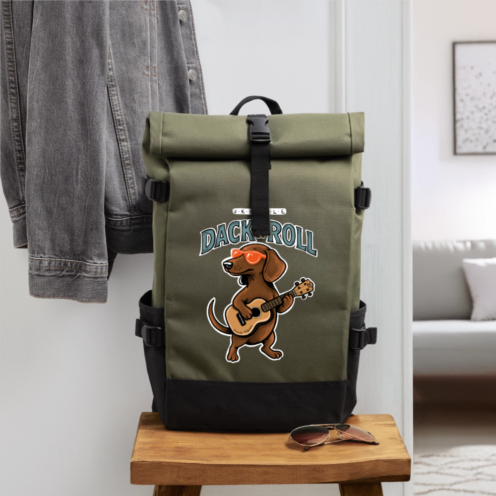 Ukulele Rolltop Rucksack „Dack’n’Roll“ - Olive/Schwarz