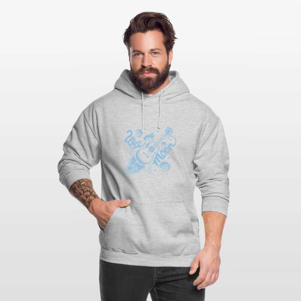 Ukulele Unisex Hoodie - "Uke me to the moon" - Hellgrau meliert