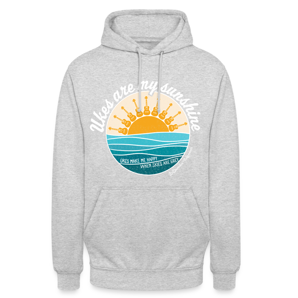 Ukulele Unisex Hoodie - "Ukes are my sunshine" - blue edition - Hellgrau meliert