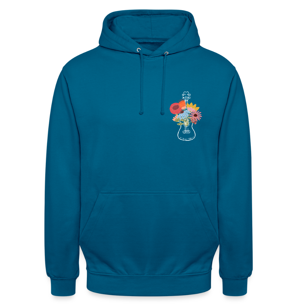 Ukulele Unisex Hoodie - "Flower Power" - Tiefseeblau