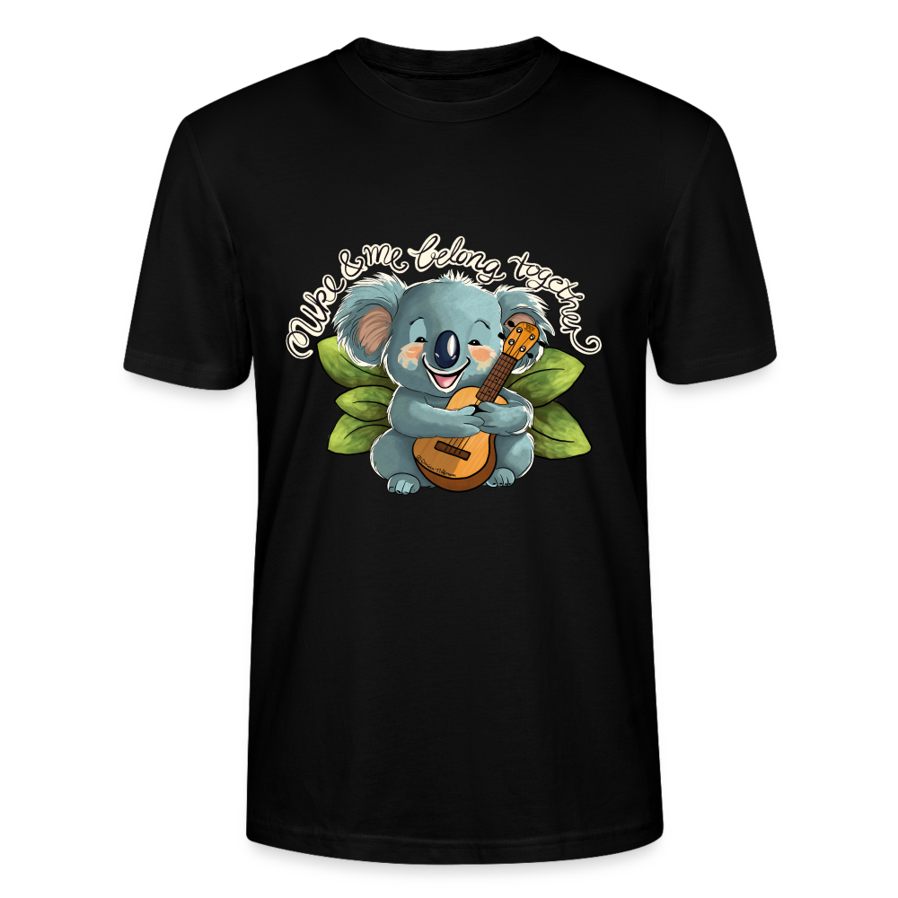 Ukulele T-Shirt Unisex - Uke & me belong together - handgezeichnetes Design - NEU - Schwarz