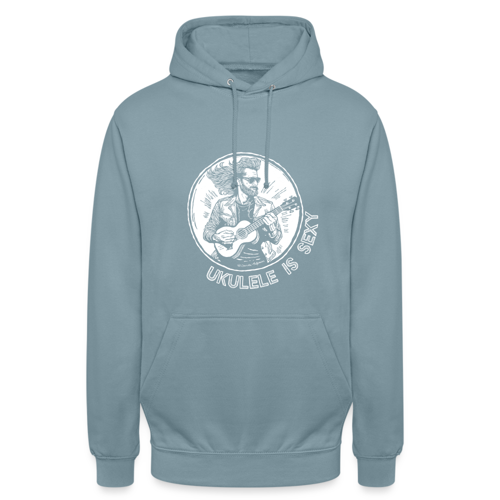 Ukulele Unisex Hoodie - "Ukulele is sexy" - Nebelblau