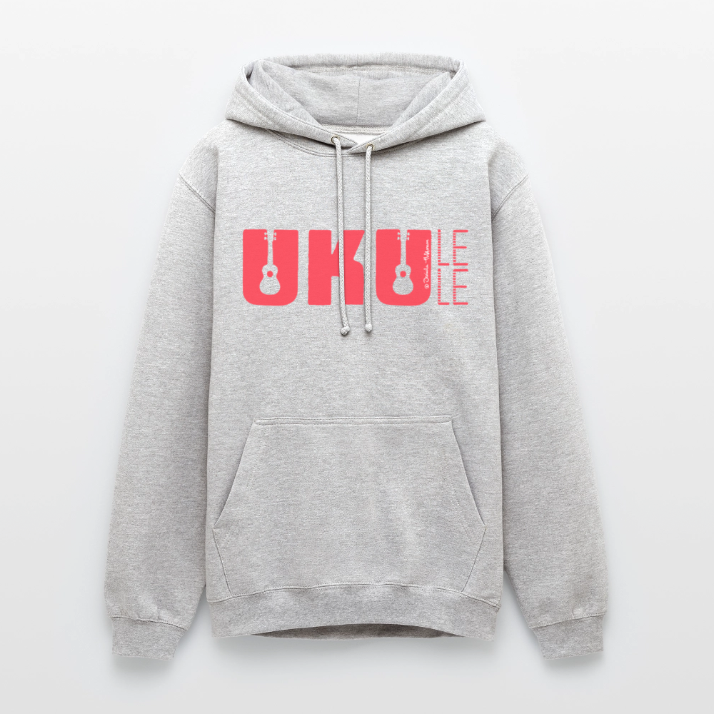 Ukulele Unisex Hoodie - "UKULELE" - Hellgrau meliert