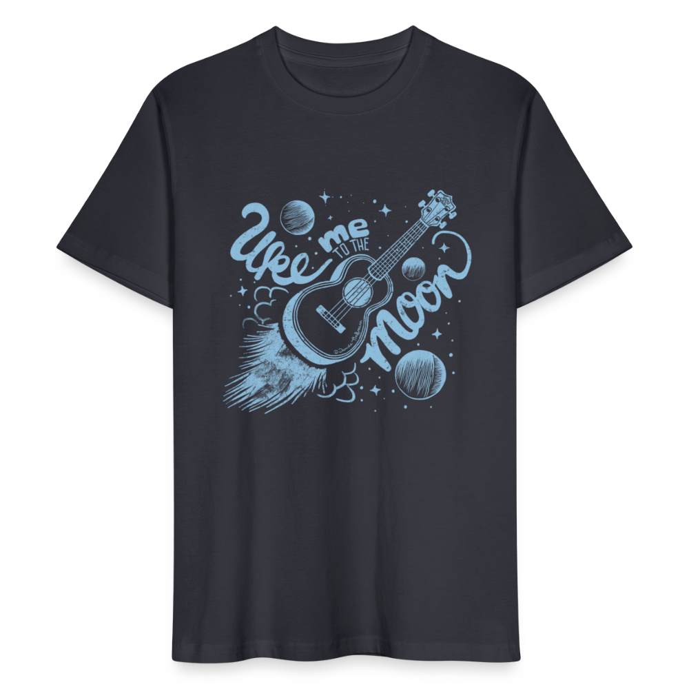 Ukulele T-Shirt Unisex - "Uke me to the moon" - Dunkles Graublau