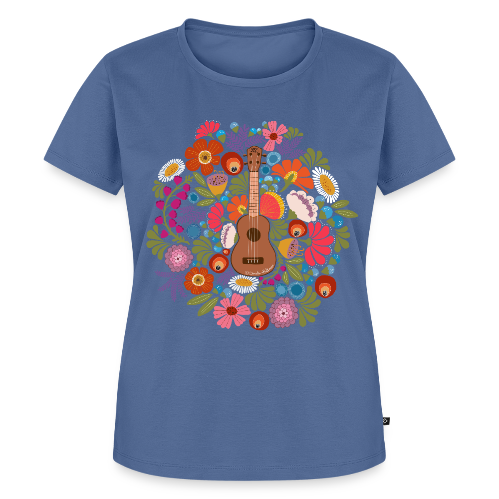 Damen Premium T-Shirt - Ukulele im Blumenmeer - Taubenblau