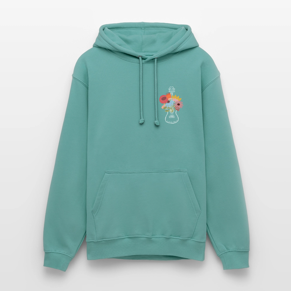 Ukulele Unisex Hoodie - "Flower Power" - Pastelltürkis