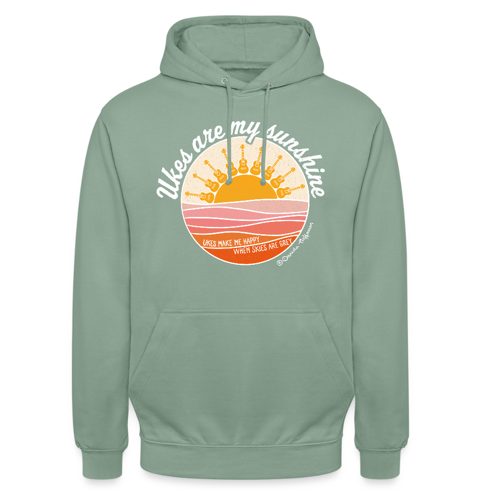 Ukulele Unisex Hoodie - "Ukes are my sunshine" - Graugrün