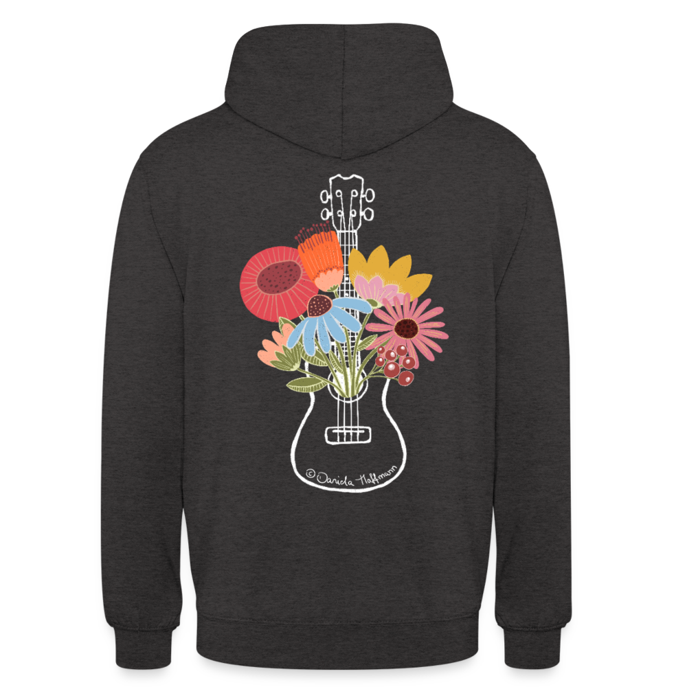 Ukulele Unisex Hoodie - "Flower Power" - Anthrazit