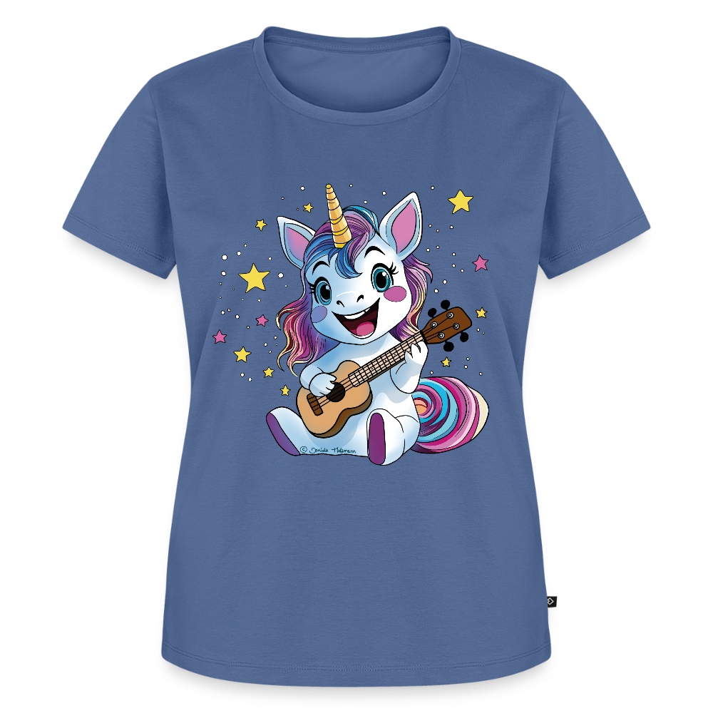 Damen Premium T-Shirt - "Ukulele-Einhorn" - Taubenblau