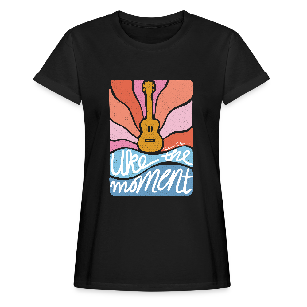 Ukulele Damen T-Shirt - "Uke the moment" - Schwarz