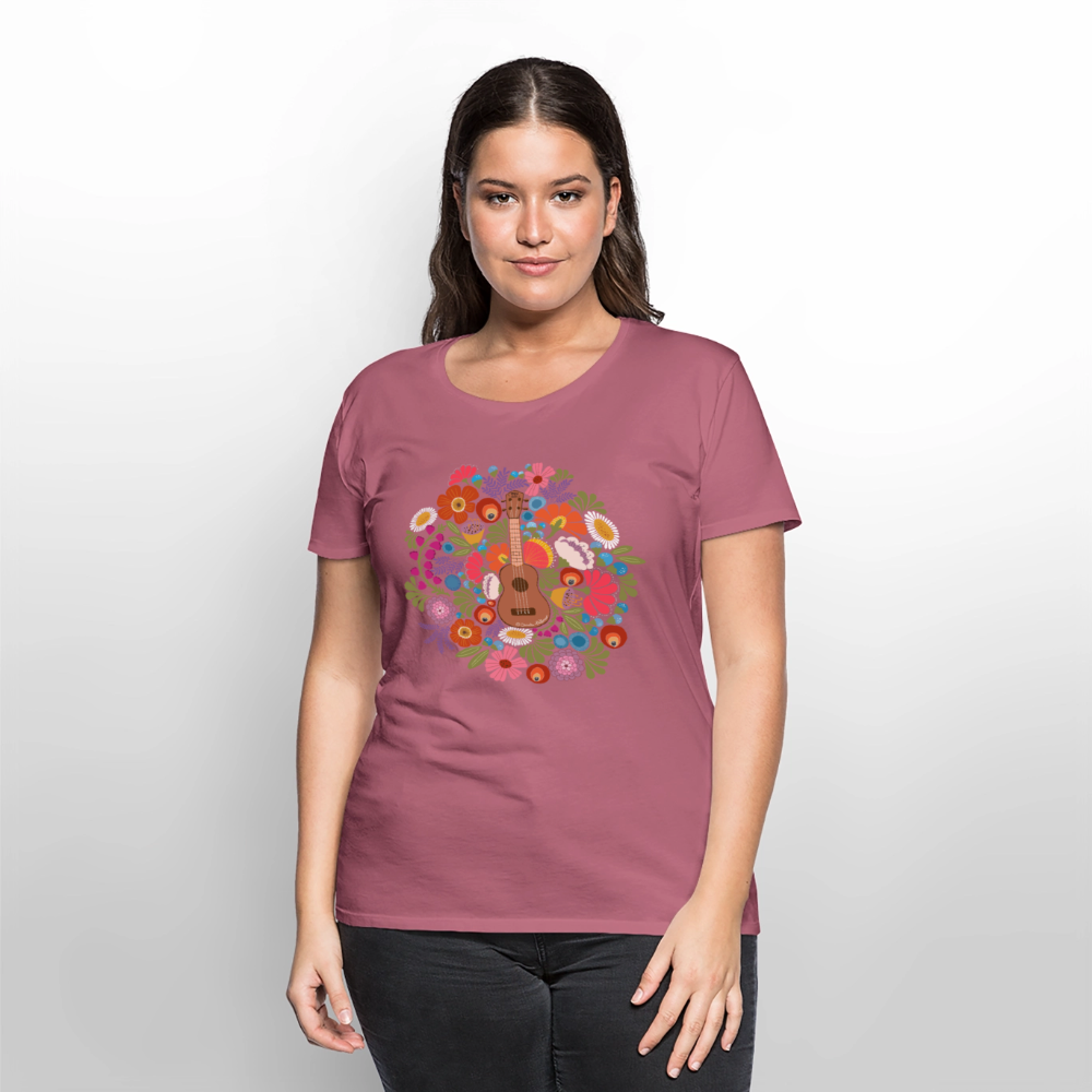 Damen Premium T-Shirt - Ukulele im Blumenmeer - Mauve