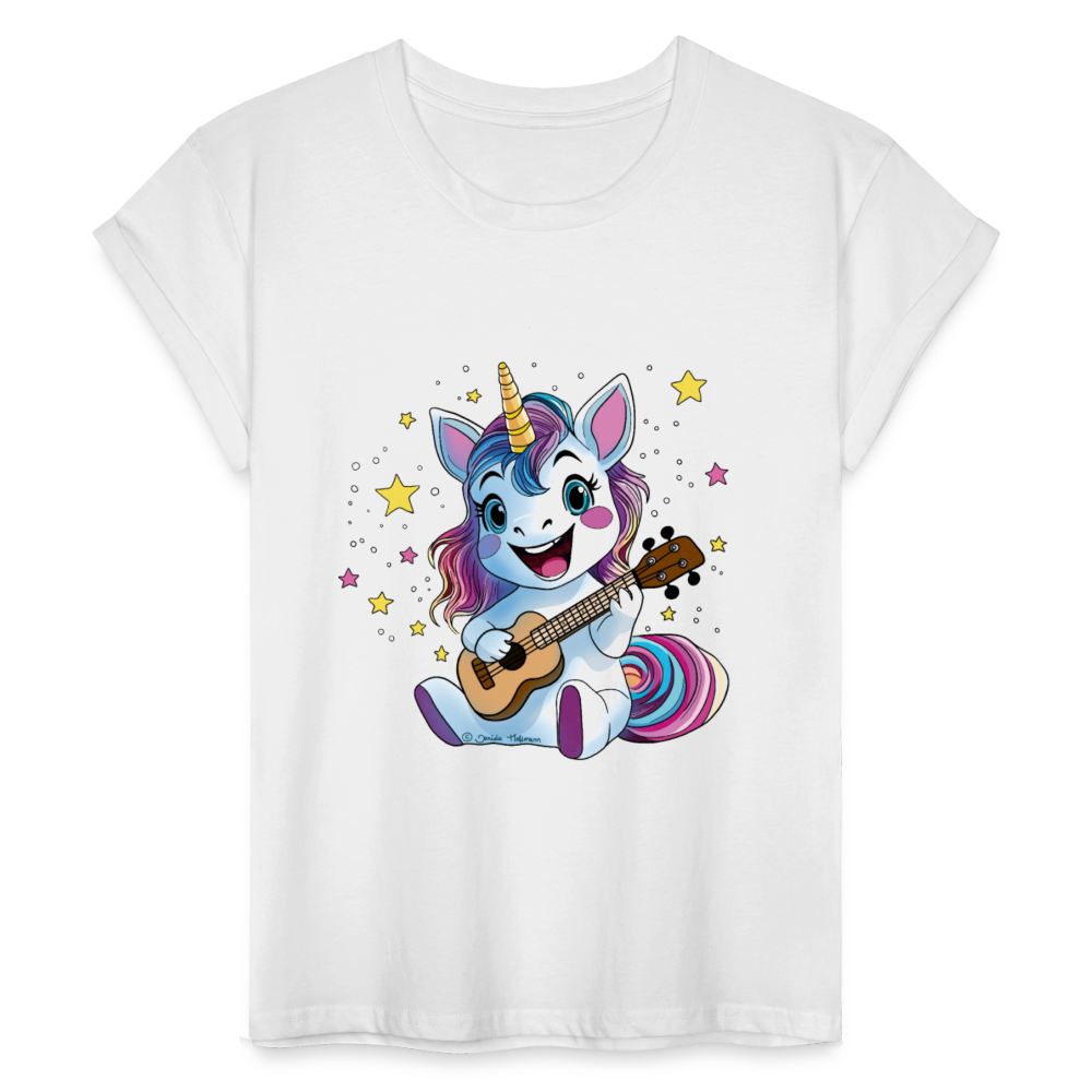 Ukulele Damen T-Shirt - "Ukulele-Einhorn" - Weiß