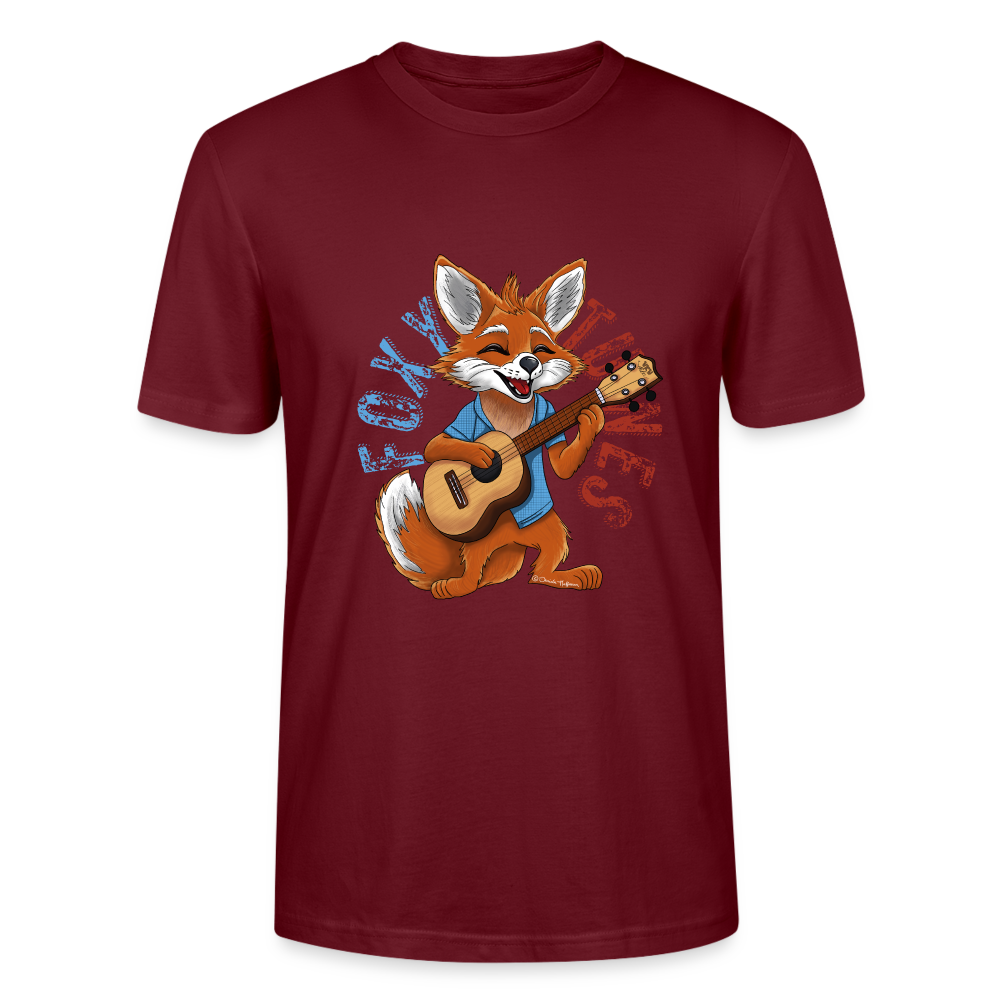 Ukulele T-Shirt Unisex - "Foxy Tunes" - Burgunderrot