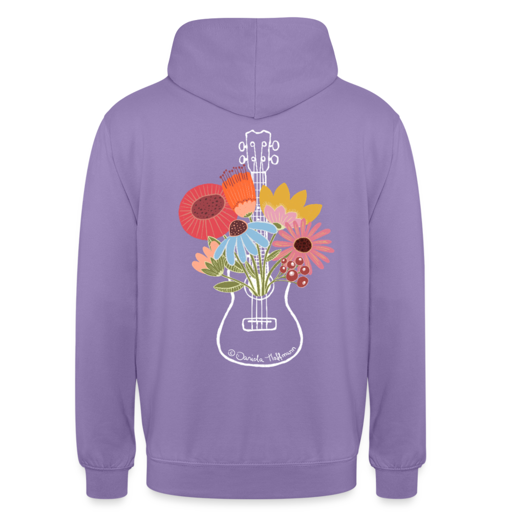 Ukulele Unisex Hoodie - "Flower Power" - Lavendel