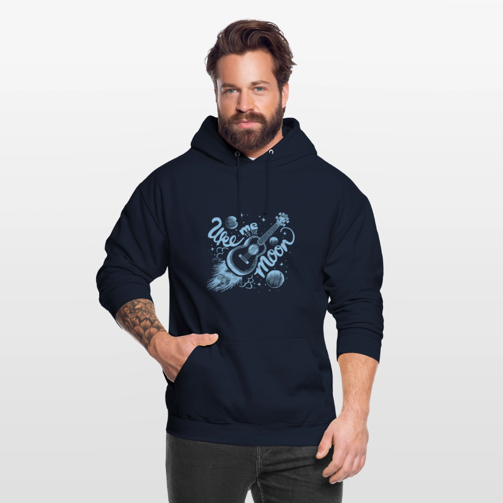 Ukulele Unisex Hoodie - "Uke me to the moon" - Navy