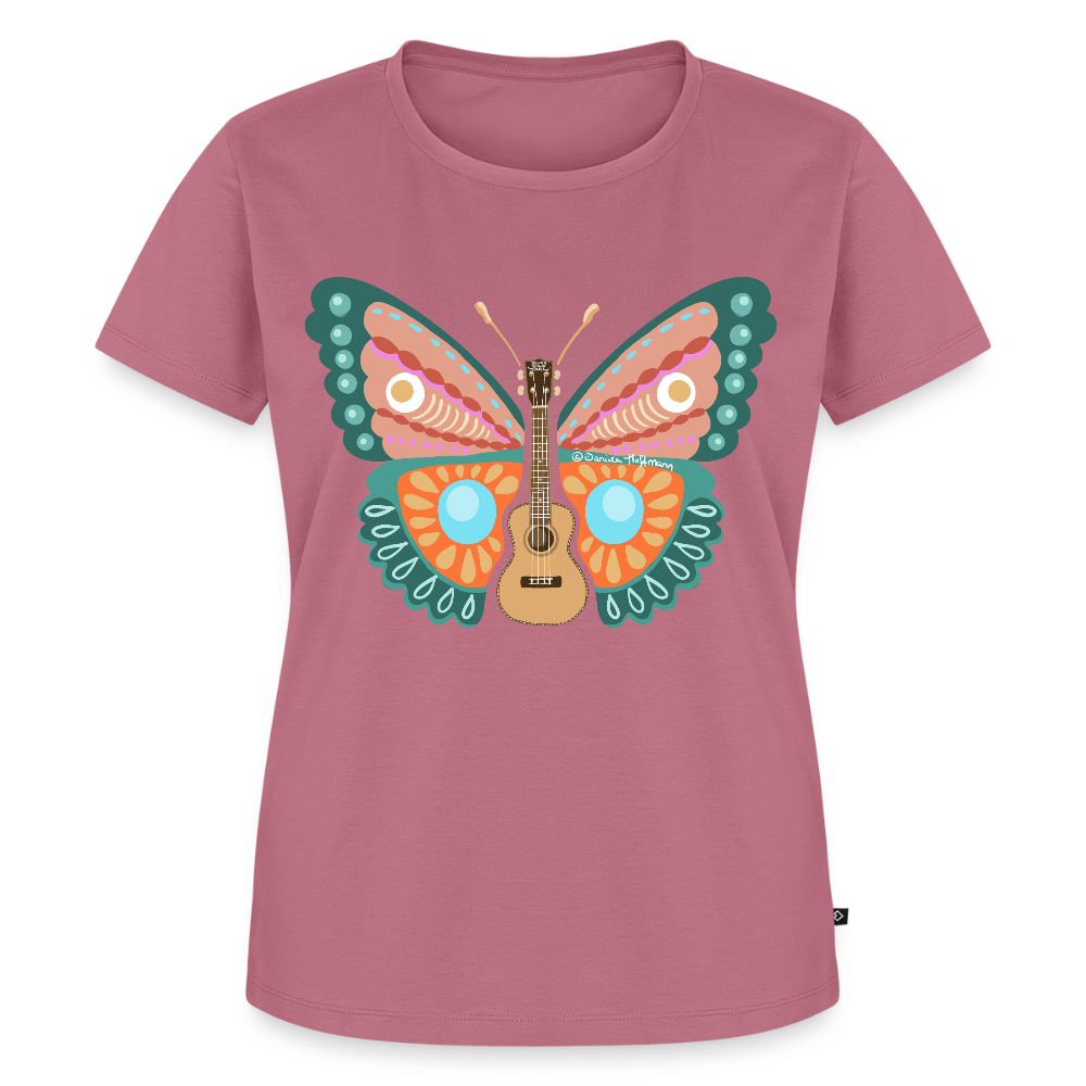 Damen Premium T-Shirt - "Ukulele Schmetterling" - Mauve