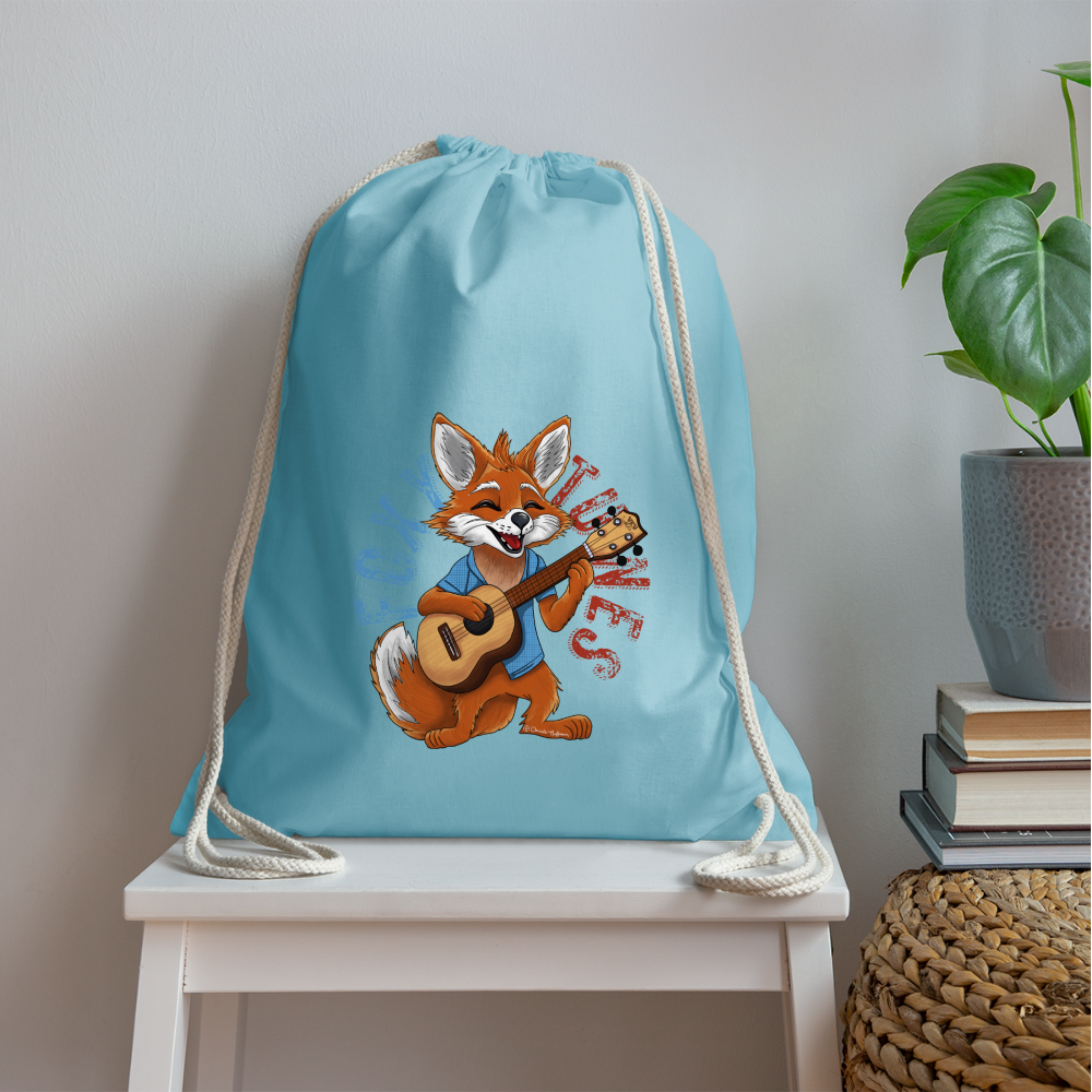 Ukulele Turnbeutel - Ukulele-Fuchs - handgezeichnetes Design - Aqua