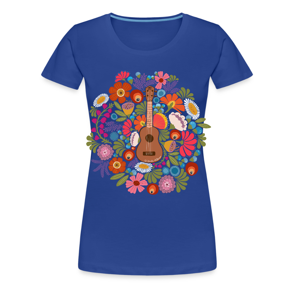 Damen Premium T-Shirt - Ukulele im Blumenmeer - Königsblau