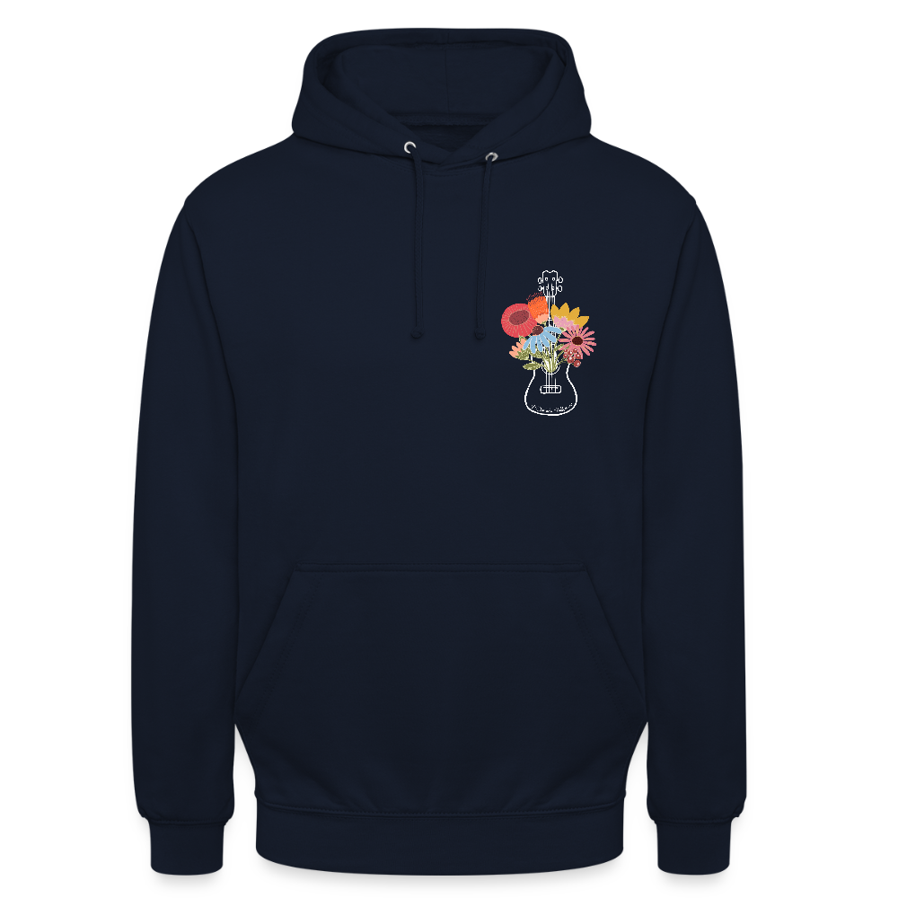 Ukulele Unisex Hoodie - "Flower Power" - Navy