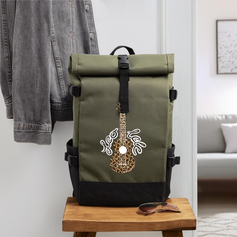 Ukulele Rolltop Rucksack "Leo-lele" - Olive/Schwarz