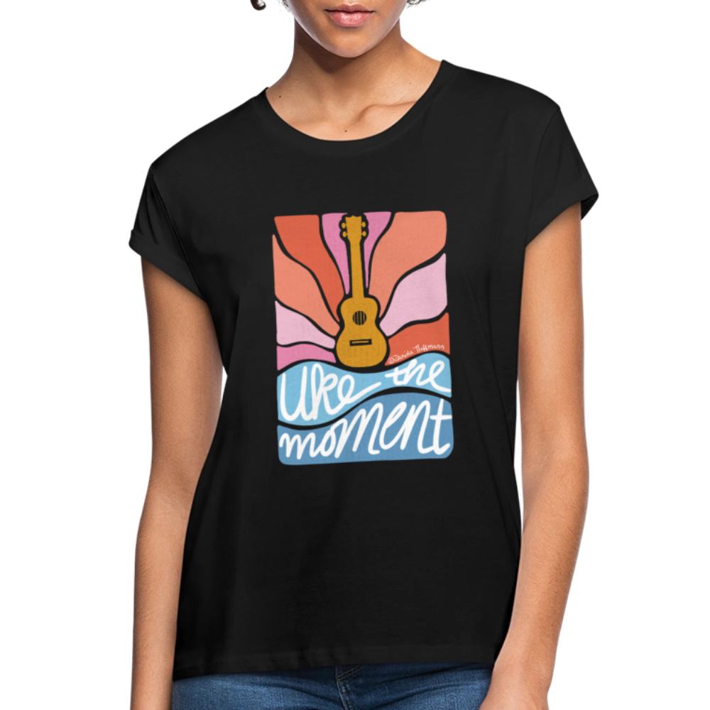 Ukulele Damen T-Shirt - "Uke the moment" - Schwarz