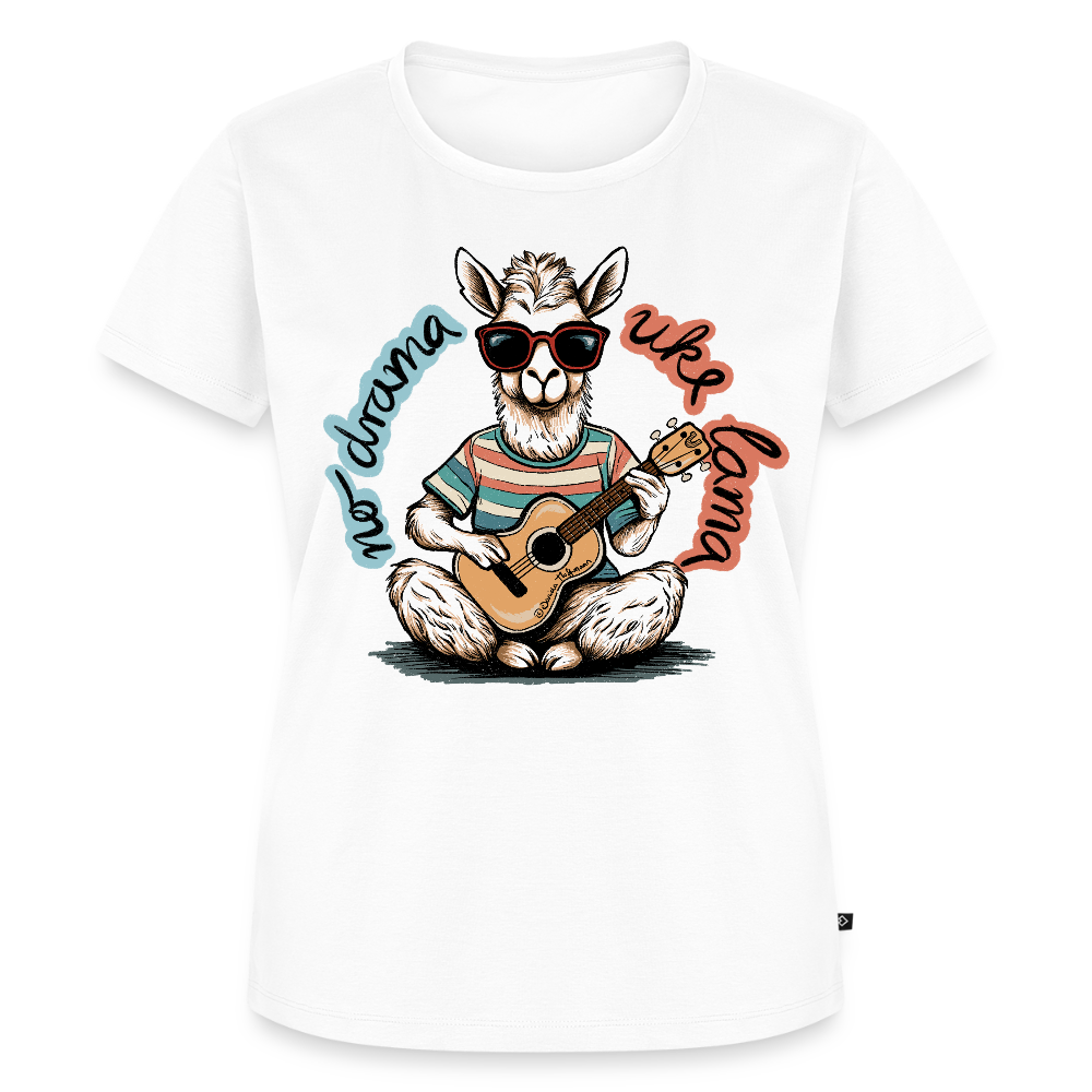 Damen Premium T-Shirt - "No drama - Uke Lama" - Weiß