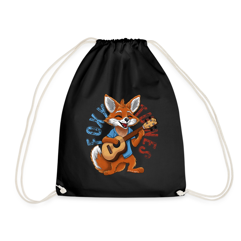 Ukulele Turnbeutel - Ukulele-Fuchs - handgezeichnetes Design - Schwarz