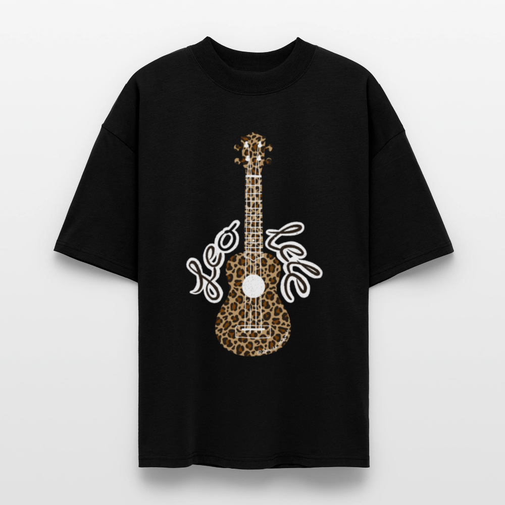 Ukulele Damen T-Shirt - "Leo-lele" - CURVY VIBES - Schwarz