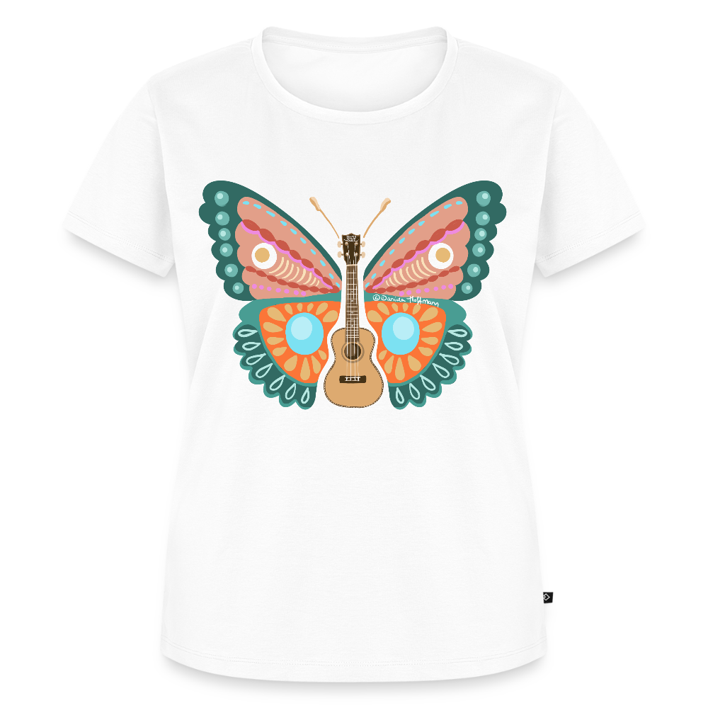 Damen Premium T-Shirt - "Ukulele Schmetterling" - Weiß