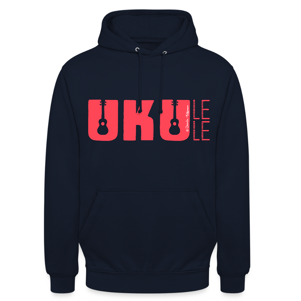 Ukulele Unisex Hoodie - "UKULELE" - Navy