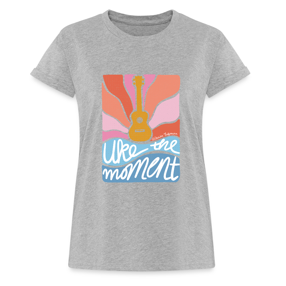 Ukulele Damen T-Shirt - "Uke the moment" - Grau meliert